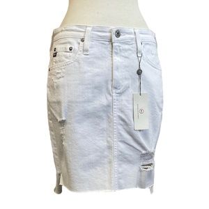 Distressed White Denim “The Erin” Adriano Goldschmeid Mini Pencil Skirt
